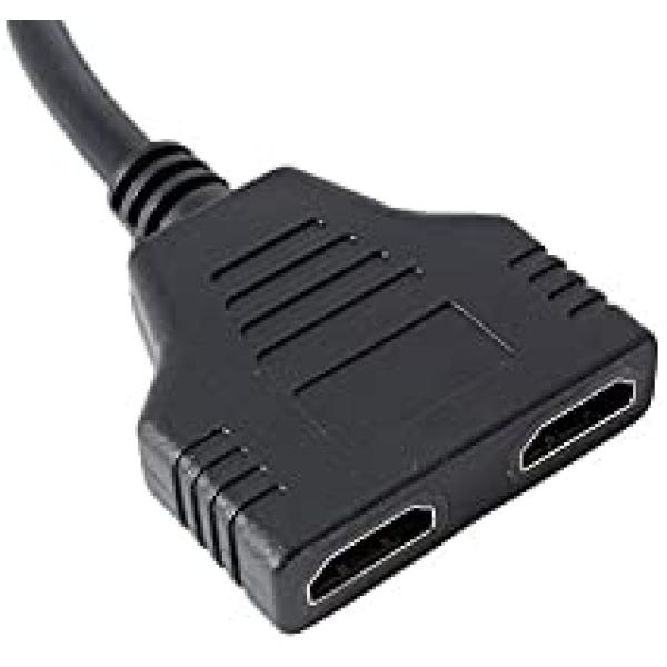MALE HDMI TO FEMALE HDMI CONNECTOR سلك توصيل من ذكر اتش دي إلى 2 انثى اتش دي بطول 30سم مناسب لتوصيل جهاز الكمبيوتر على شاشتين 